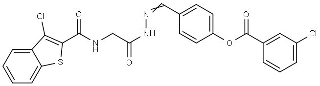 4-{(E)-[2-(2-{[(3-CHLORO-1-BENZOTHIEN-2-YL)CARBONYL]AMINO}ACETYL)HYDRAZONO]METHYL}PHENYL 3-CHLOROBENZOATE Struktur