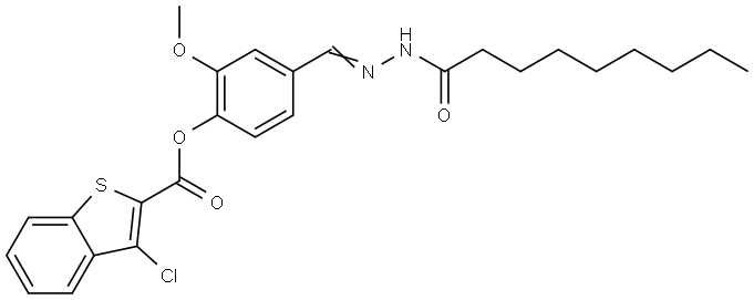 2-MEO-4-(2-NONANOYLCARBOHYDRAZONOYL)PH 3-CHLORO-1-BENZOTHIOPHENE-2-CARBOXYLATE Struktur