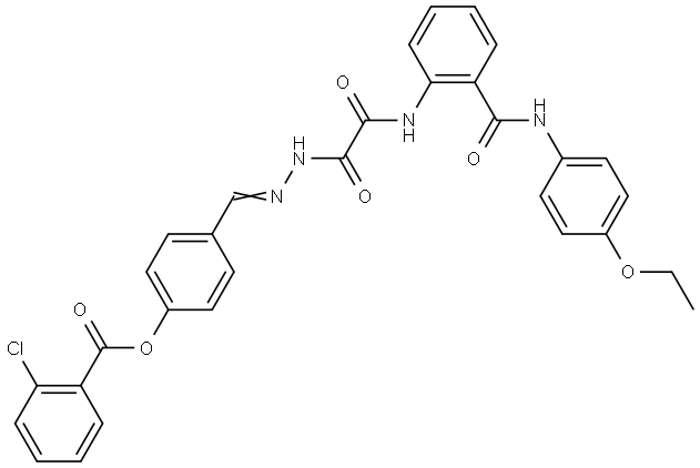 4-{(E)-[2-(2-{2-[(4-ETHOXYANILINO)CARBONYL]ANILINO}-2-OXOACETYL)HYDRAZONO]METHYL}PHENYL 2-CHLOROBENZOATE Struktur