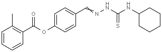4-(2-((CYCLOHEXYLAMINO)CARBOTHIOYL)CARBOHYDRAZONOYL)PHENYL 2-METHYLBENZOATE Struktur