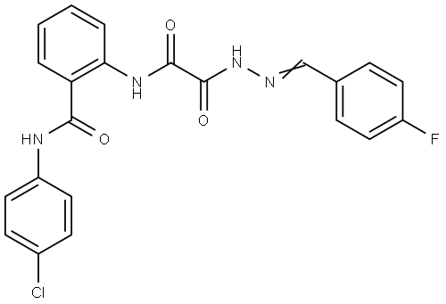 N-(4-CHLOROPHENYL)-2-(((2-(4-FLUOROBENZYLIDENE)HYDRAZINO)(OXO)AC)AMINO)BENZAMIDE Struktur