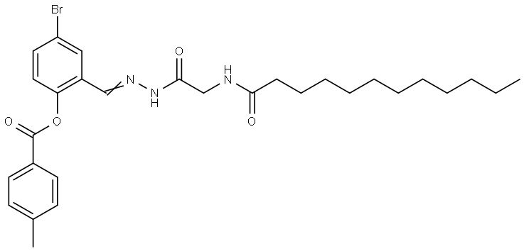 4-BROMO-2-(2-((DODECANOYLAMINO)ACETYL)CARBOHYDRAZONOYL)PHENYL 4-METHYLBENZOATE Struktur