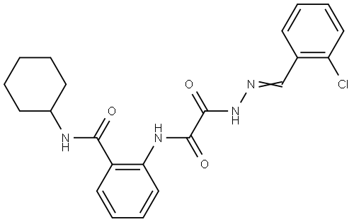 2-(((2-(2-CHLOROBENZYLIDENE)HYDRAZINO)(OXO)ACETYL)AMINO)-N-CYCLOHEXYLBENZAMIDE Struktur
