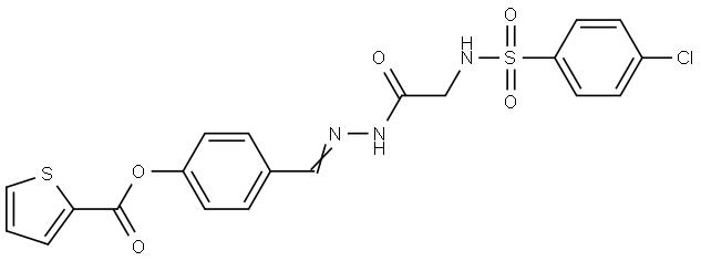 4-(2-((((4-CL-PH)SULFONYL)AMINO)AC)CARBOHYDRAZONOYL)PH 2-THIOPHENECARBOXYLATE Struktur