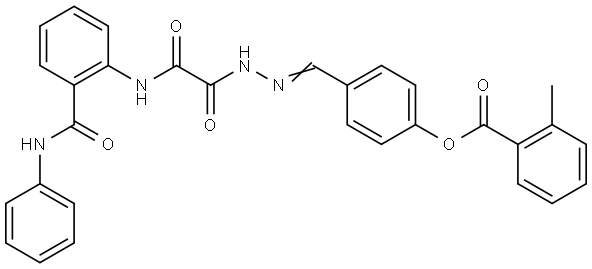 4-((2-(2-(2-(ANILINOCARBONYL)ANILINO)-2-OXOACETYL)HYDRAZONO)ME)PH 2-ME-BENZOATE Struktur