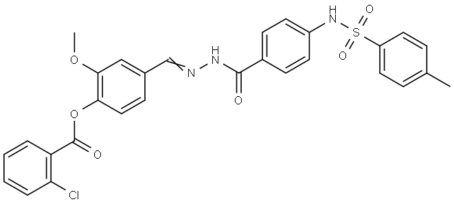 2-METHOXY-4-{(E)-[(4-{[(4-METHYLPHENYL)SULFONYL]AMINO}BENZOYL)HYDRAZONO]METHYL}PHENYL 2-CHLOROBENZOATE Struktur