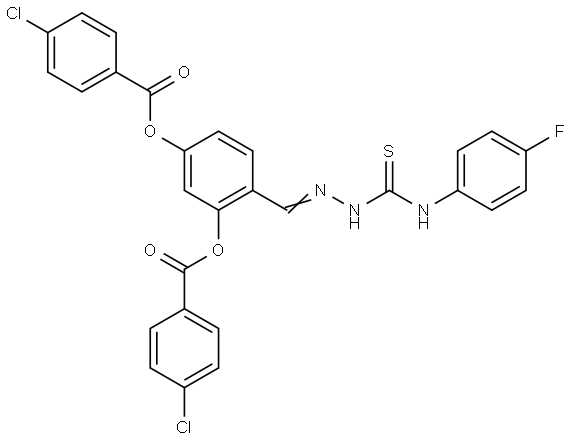 5-[(4-CHLOROBENZOYL)OXY]-2-((E)-{[(4-FLUOROANILINO)CARBOTHIOYL]HYDRAZONO}METHYL)PHENYL 4-CHLOROBENZOATE Struktur