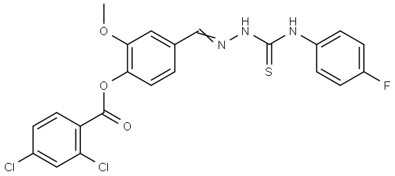 4-((E)-{[(4-FLUOROANILINO)CARBOTHIOYL]HYDRAZONO}METHYL)-2-METHOXYPHENYL 2,4-DICHLOROBENZOATE Struktur