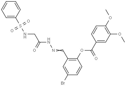 4-BR-2-(2-(((PHENYLSULFONYL)AMINO)AC)CARBOHYDRAZONOYL)PH 3,4-DIMETHOXYBENZOATE Struktur