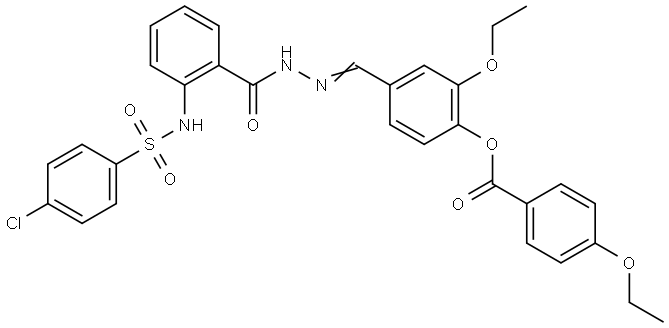 4-{(E)-[(2-{[(4-CHLOROPHENYL)SULFONYL]AMINO}BENZOYL)HYDRAZONO]METHYL}-2-ETHOXYPHENYL 4-ETHOXYBENZOATE Struktur