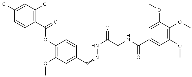 2-METHOXY-4-[(E)-({[(3,4,5-TRIMETHOXYBENZOYL)AMINO]ACETYL}HYDRAZONO)METHYL]PHENYL 2,4-DICHLOROBENZOATE Struktur