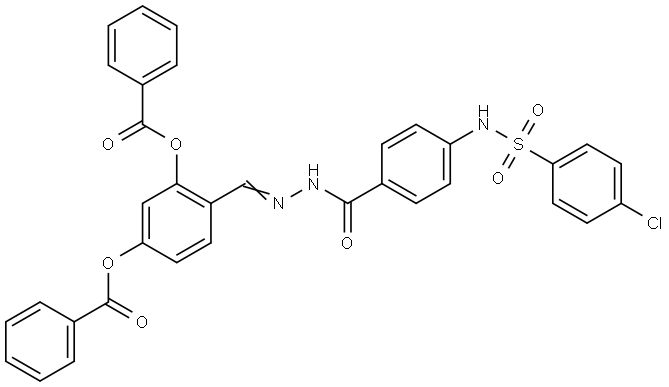 5-(BENZOYLOXY)-2-{(E)-[(4-{[(4-CHLOROPHENYL)SULFONYL]AMINO}BENZOYL)HYDRAZONO]METHYL}PHENYL BENZOATE Struktur