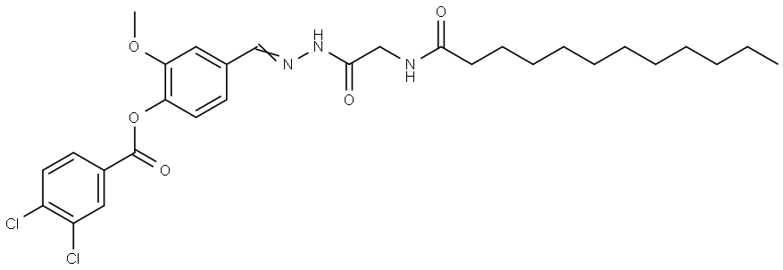 4-(2-((DODECANOYLAMINO)AC)CARBOHYDRAZONOYL)-2-METHOXYPHENYL 3,4-DICHLOROBENZOATE Struktur
