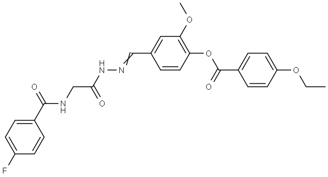 4-[(E)-({[(4-FLUOROBENZOYL)AMINO]ACETYL}HYDRAZONO)METHYL]-2-METHOXYPHENYL 4-ETHOXYBENZOATE Struktur