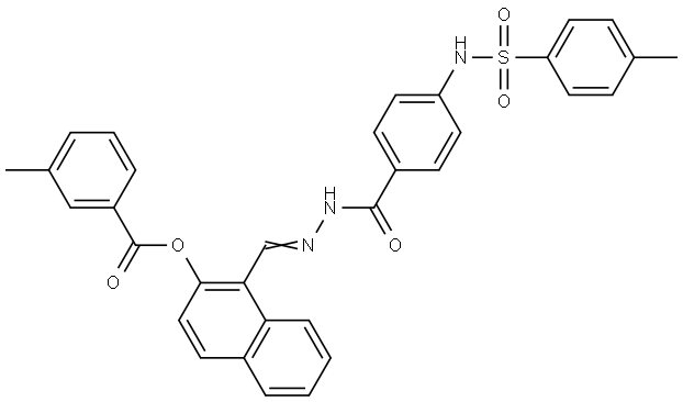 1-{(E)-[2-(4-{[(4-METHYLPHENYL)SULFONYL]AMINO}BENZOYL)HYDRAZONO]METHYL}-2-NAPHTHYL 3-METHYLBENZOATE Struktur