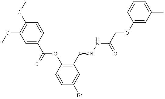 4-BR-2-(2-((3-METHYLPHENOXY)ACETYL)CARBOHYDRAZONOYL)PHENYL 3,4-DIMETHOXYBENZOATE Struktur