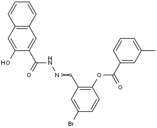 4-BROMO-2-(2-(3-HYDROXY-2-NAPHTHOYL)CARBOHYDRAZONOYL)PHENYL 3-METHYLBENZOATE Struktur