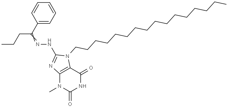 7-HEXADECYL-3-ME-8-(N'-(1-PH-BUTYLIDENE)-HYDRAZINO)-3,7-DIHYDRO-PURINE-2,6-DIONE Struktur