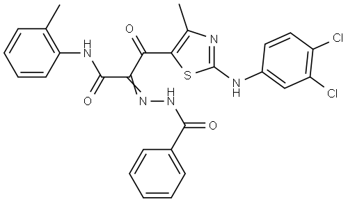 (2Z)-2-(BENZOYLHYDRAZONO)-3-[2-(3,4-DICHLOROANILINO)-4-METHYL-1,3-THIAZOL-5-YL]-N-(2-METHYLPHENYL)-3-OXOPROPANAMIDE Struktur