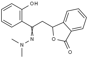 3-(2-(DIMETHYLHYDRAZONO)-2-(2-HYDROXYPHENYL)ETHYL)-2-BENZOFURAN-1(3H)-ONE Struktur