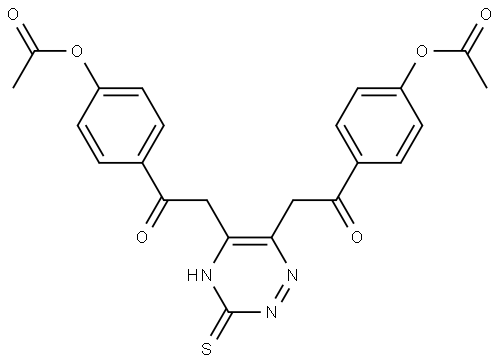 4(2-(5-(2-(4-(ACETYLOXY)PH)2-OXO-ET)-3-MERCAPTO-1,2,4-TRIAZIN-6-YL)AC)PH ACETATE Struktur