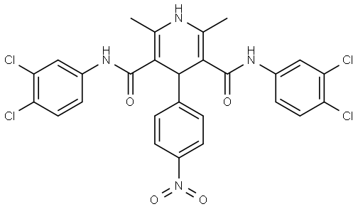 N(3),N(5)-BIS(3,4-DICHLOROPHENYL)-2,6-DIMETHYL-4-(4-NITROPHENYL)-1,4-DIHYDRO-3,5-PYRIDINEDICARBOXAMIDE Struktur