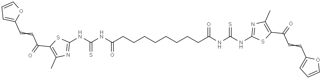 N1,N10-BIS(5-((E)-3-(FURAN-2-YL)ACRYLOYL)-4-METHYLTHIAZOL-2-YLCARBAMOTHIOYL)DECANEDIAMIDE Struktur