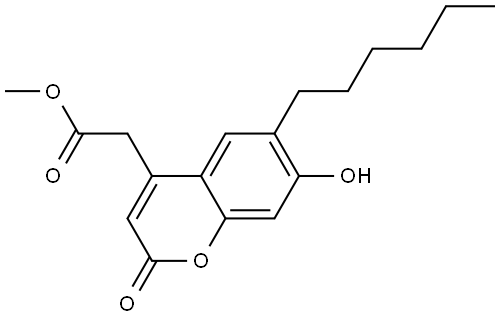 METHYL (6-HEXYL-7-HYDROXY-2-OXO-2H-CHROMEN-4-YL)ACETATE Struktur