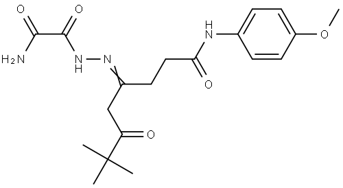 4-((AMINO(OXO)ACETYL)HYDRAZONO)-N-(4-METHOXYPHENYL)-7,7-DIMETHYL-6-OXOOCTANAMIDE Struktur
