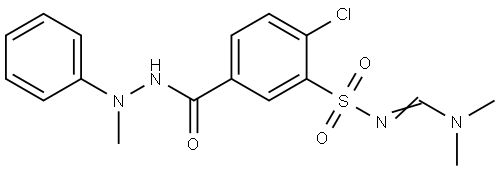 2-CHLORO-N-[(E)-(DIMETHYLAMINO)METHYLIDENE]-5-[(2-METHYL-2-PHENYLHYDRAZINO)CARBONYL]BENZENESULFONAMIDE Structure