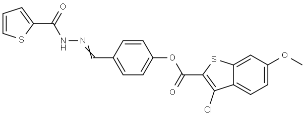 4-{(E)-[2-(2-THIENYLCARBONYL)HYDRAZONO]METHYL}PHENYL 3-CHLORO-6-METHOXY-1-BENZOTHIOPHENE-2-CARBOXYLATE Struktur