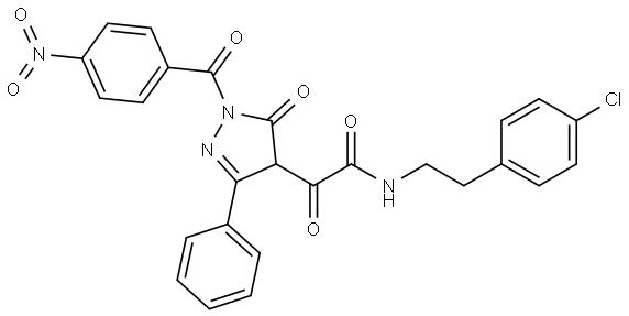 N-[2-(4-CHLOROPHENYL)ETHYL]-2-[1-(4-NITROBENZOYL)-5-OXO-3-PHENYL-4,5-DIHYDRO-1H-PYRAZOL-4-YL]-2-OXOACETAMIDE Struktur