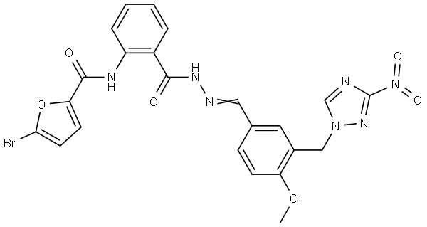 5-BROMO-N-{2-[((2E)-2-{4-METHOXY-3-[(3-NITRO-1H-1,2,4-TRIAZOL-1-YL)METHYL]BENZYLIDENE}HYDRAZINO)CARBONYL]PHENYL}-2-FURAMIDE Struktur