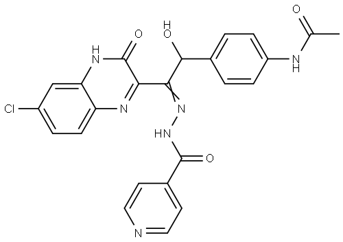 N(4-(2-(6-CL-3-HO-2-QUINOXALINYL)-1-HO-2-(ISONICOTINOYLHYDRAZONO)ET)PH)ACETAMIDE Struktur