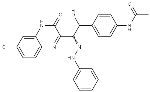 N-(4-(2-(6-CL-3-HO-2-QUINOXALINYL)-1-HO-2-(PHENYLHYDRAZONO)ET)PHENYL)ACETAMIDE Struktur