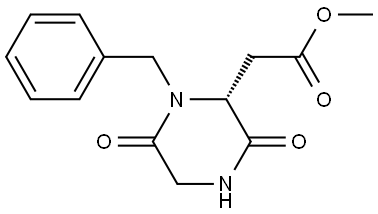 Methyl (2R)-3,6-dioxo-1-(phenylmethyl)-2-piperazineacetate Struktur