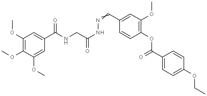 2-METHOXY-4-[(E)-({[(3,4,5-TRIMETHOXYBENZOYL)AMINO]ACETYL}HYDRAZONO)METHYL]PHENYL 4-ETHOXYBENZOATE Struktur