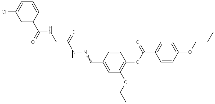 4-(2-(((3-CL-BENZOYL)AMINO)AC)CARBOHYDRAZONOYL)-2-ETHOXYPHENYL 4-PROPOXYBENZOATE Struktur