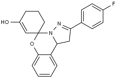 2-(4-FLUOROPHENYL)-1,10B-DIHYDROSPIRO[BENZO[E]PYRAZOLO[1,5-C][1,3]OXAZINE-5,1'-CYCLOHEX[2]EN]-3'-OL Struktur