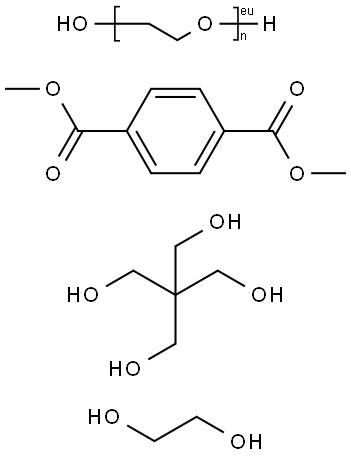 1,4-Benzenedicarboxylic acid, dimethyl ester, polymer with 2,2-bis(hydroxymethyl)-1,3-propanediol, 1,2-ethanediol and .alpha.-hydro-.omega.-hydroxypoly(oxy-1,2-ethanediyl) Struktur
