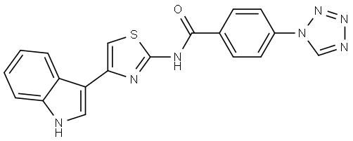 Benzamide, N-[4-(1H-indol-3-yl)-2-thiazolyl]-4-(1H-tetrazol-1-yl)- Struktur