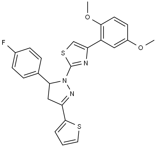 4-(2,5-DIMETHOXYPHENYL)-2-[5-(4-FLUOROPHENYL)-3-(2-THIENYL)-4,5-DIHYDRO-1H-PYRAZOL-1-YL]-1,3-THIAZOLE Struktur
