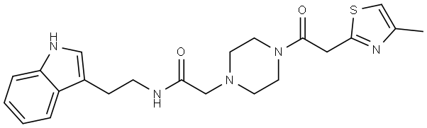 1-Piperazineacetamide, N-[2-(1H-indol-3-yl)ethyl]-4-[2-(4-methyl-2-thiazolyl)acetyl]- Struktur
