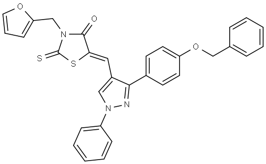 (5Z)-5-({3-[4-(BENZYLOXY)PHENYL]-1-PHENYL-1H-PYRAZOL-4-YL}METHYLENE)-3-(2-FURYLMETHYL)-2-THIOXO-1,3-THIAZOLIDIN-4-ONE Struktur
