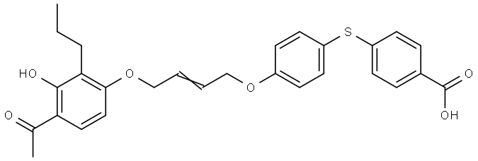 4-[(4-[[4-(4-ACETYL-3-HYDROXY-2-PROPYLPHENOXY)-2-BUTENYL]OXY]PHENYL)SULFANYL]BENZOIC ACID Struktur
