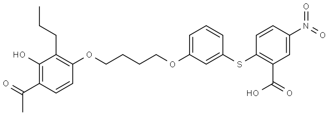 2-([3-[4-(4-ACETYL-3-HYDROXY-2-PROPYLPHENOXY)BUTOXY]PHENYL]SULFANYL)-5-NITROBENZOIC ACID Struktur