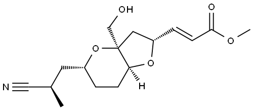 Methyl (2E)-3-[(2R,3aR,5R,7aS)-5-[(2R)-2-cyanopropyl]hexahydro-3a-(hydroxymethyl)-2H-furo[3,2-b]pyran-2-yl]-2-propenoate Struktur