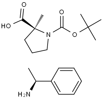 1,2-Pyrrolidinedicarboxylic acid, 2-methyl-, 1-(1,1-dimethylethyl) ester, (2S)-, compd. with (αS)-α-methylbenzenemethanamine (1:1) Struktur