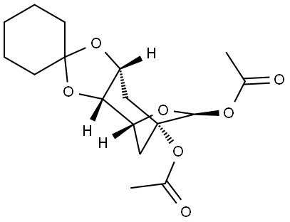 (3a'S,4'R,6'R,7'R,8a'R)-tetrahydrospiro[cyclohexane-1,2'-[4,7]methano[1,3]dioxolo[4,5-c]oxepin]-6',7'(6'H)-diyl diacetate Struktur