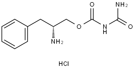 Carbamic acid, N-(aminocarbonyl)-, (2R)-2-amino-3-phenylpropyl ester, hydrochloride (1:1) Struktur